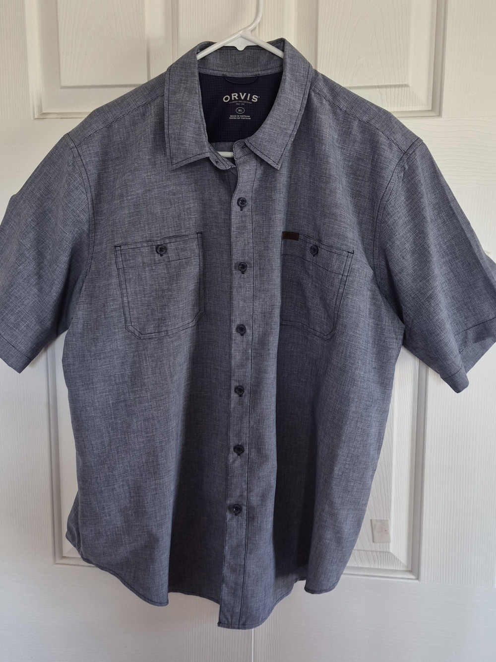 Orvis Men's Short Sleeve Button-Down Shirt - Heathered Blue